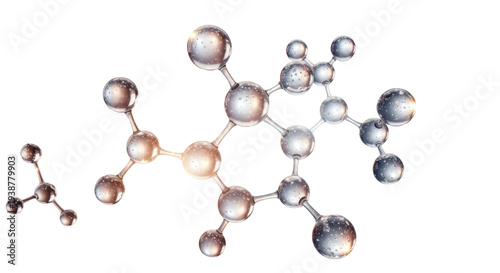 Beauty, skincare and cosmetic concept background with sense of innovation and research. Radiant, transparent molecular structure with spheres and sticks of luxury cosmetic product