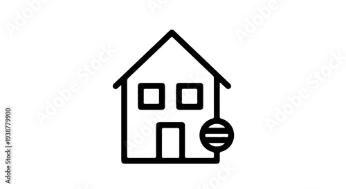 House Price Euro Icon – Real Estate Property Value and Mortgage Line Vector Concept