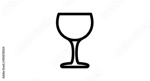 Minimalist black outline icon of an empty wine glass, a sleek vector illustration for beverage