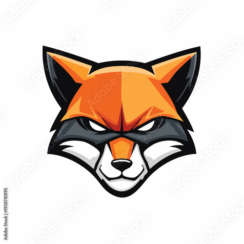 Geometric Cartoon Fox Head Illustration.