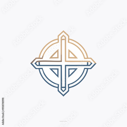 Geometric Cross Symbol Design Element.