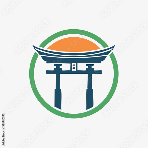 Japanese Torii Gate Iconic Symbol Illustration.