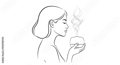 Serene woman embracing the calming aroma from an essential oil diffuser for ultimate relaxation