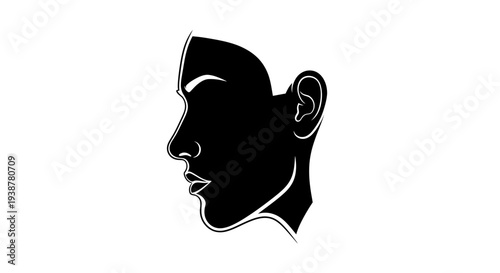 Elegant minimalist female face profile outline vector illustration on a clean white background