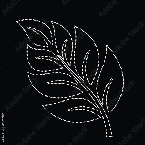 Rhinestone applique collar design for t-shirt or blouse hot-fix transfer. Abstract beautiful glitter applique rhinestone motif. 