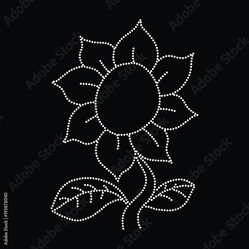 Rhinestone applique collar design for t-shirt or blouse hot-fix transfer. Abstract beautiful glitter applique rhinestone motif. 