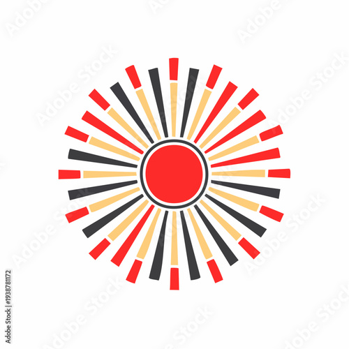 Red Circle Surrounded by Colored Lines.