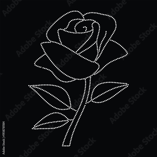 Rhinestone applique collar design for t-shirt or blouse hot-fix transfer. Abstract beautiful glitter applique rhinestone motif. 