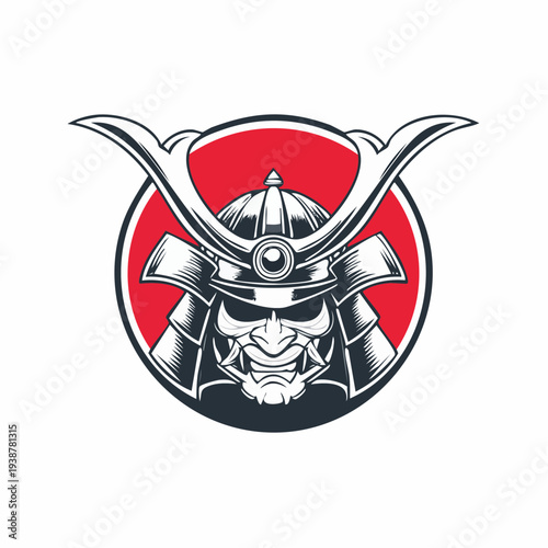 Samurai Helmet Logo Design Illustration.