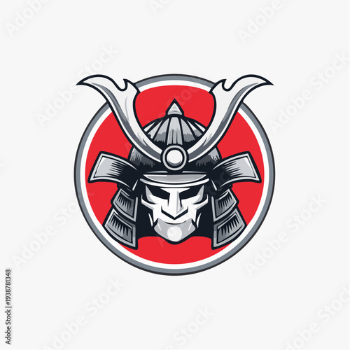 Samurai Helmet Logo Illustration Design.