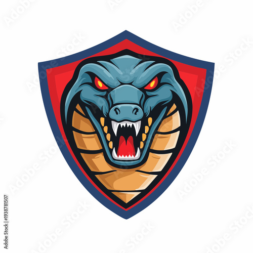 Snake Head Logo Design Shield Emblem.