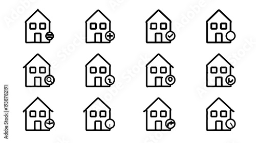 Set Real Estate House Price Icon with Euro Symbol – Property Investment Concept