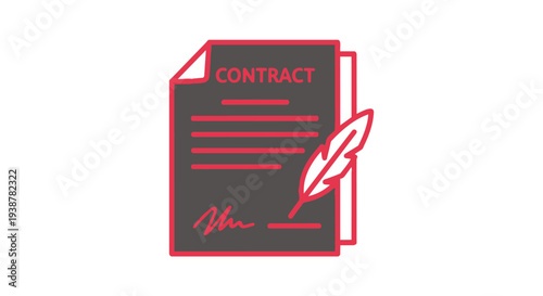Contract document with a quill pen on a for signing agreements