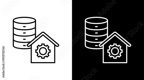 Data Warehouse Outline White Icon Set Design