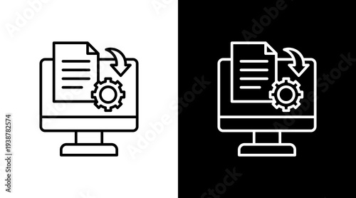Batch Processing Outline White Icon Set Design