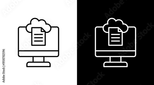 Cloud Data Platform Outline White Icon Set Design