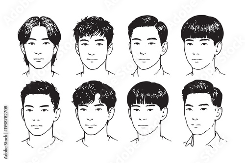 asian chinese face and hairstyle
