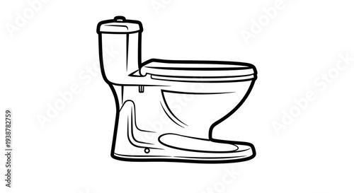 Stylish monochrome sanitary ware drawing depicting a fundamental bathroom fixture