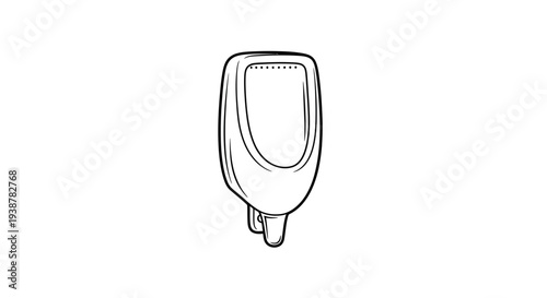 Outline drawing of a modern public washroom urinal, clean and functional sanitary fixture vector art