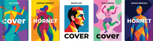 Vibrant Magazine Covers Featuring Diverse Male Portraits and Hornet Imagery in Various Styles
