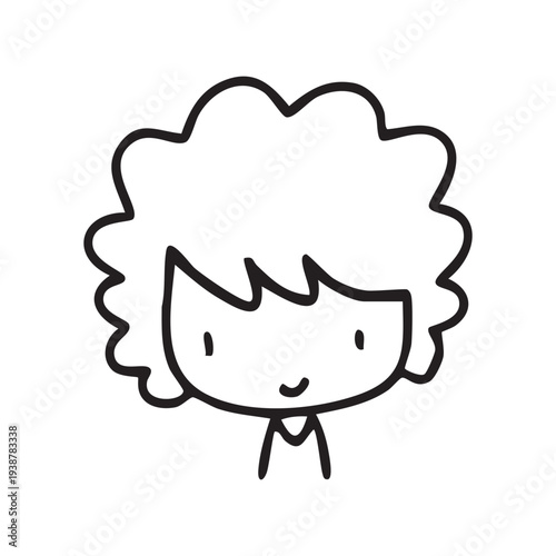 Cartoon children face and avatar in black and white doodle style. cute children's face icons in line art style, featuring diverse expressions and hairstyles