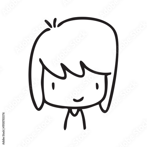 Cartoon children face and avatar in black and white doodle style. cute children's face icons in line art style, featuring diverse expressions and hairstyles