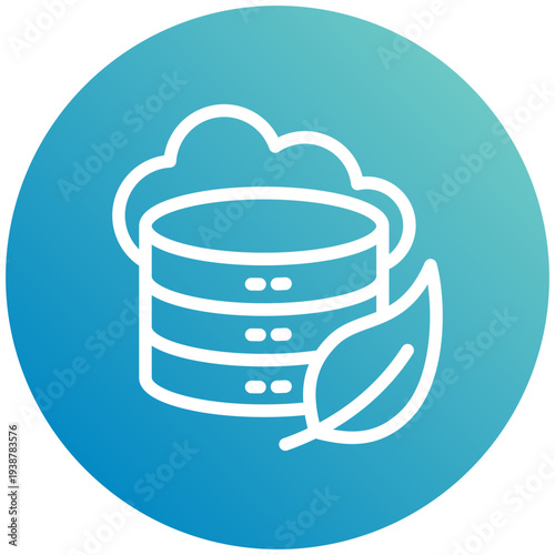 Cloud Server Gradient Icon Mini Illustration, Use For Modern Concept, Print, Ui, Ux Kit, Web And App Development. Vector Related To Green Technology And More