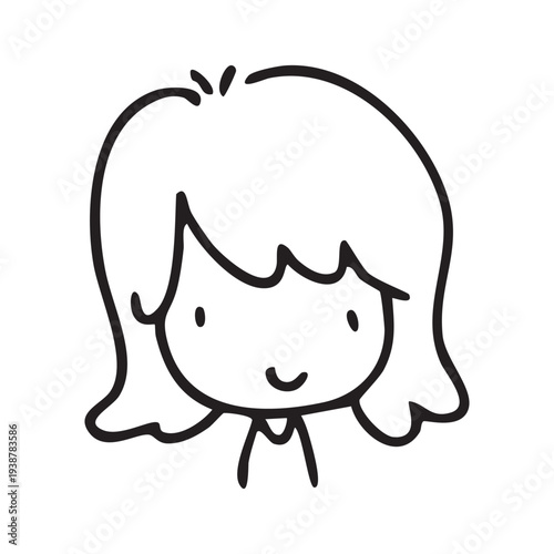 Cartoon children face and avatar in black and white doodle style. cute children's face icons in line art style, featuring diverse expressions and hairstyles