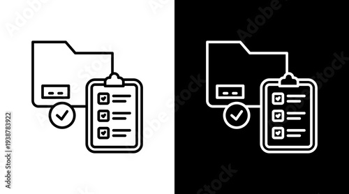 Folder Organization Outline White Icon Set Design