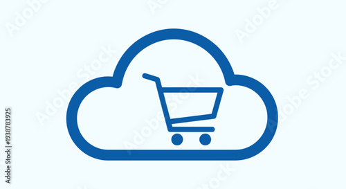 Cloud Shopping Cart Icon Ecommerce.
