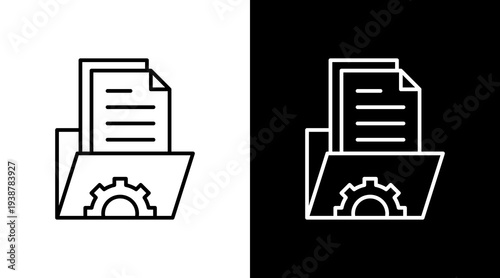 File Management Outline White Icon Set Design