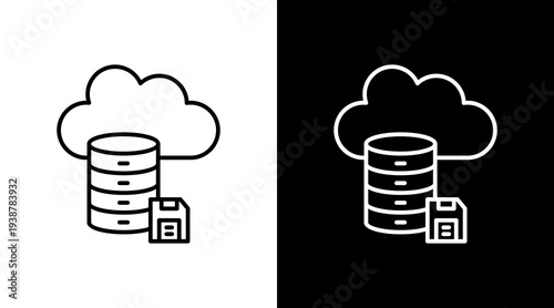 Cloud Storage Outline White Icon Set Design