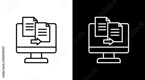 File Backup Outline White Icon Set Design