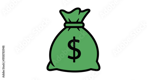 Green money bag with dollar sign.