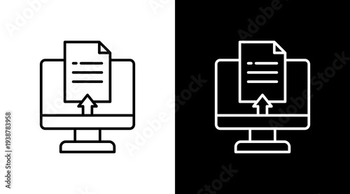 File Upload Outline White Icon Set Design