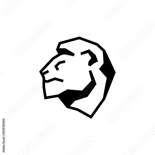 Minimalist Geometric Lion Head Vector Logo in Black and White