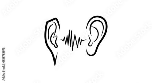 Visual representation of sound perception and communication between two distinct ears conveying