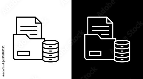 File Storage Outline White Icon Set Design