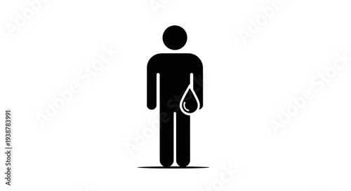 Human silhouette with drop icon representing health awareness and fluid symbol for medical needs
