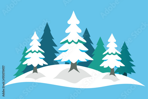 snow covered pine tree vector illustrations  .eps