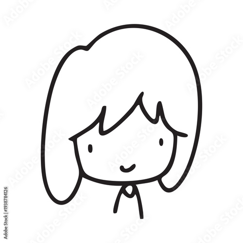 Cartoon children face and avatar in black and white doodle style. cute children's face icons in line art style, featuring diverse expressions and hairstyles