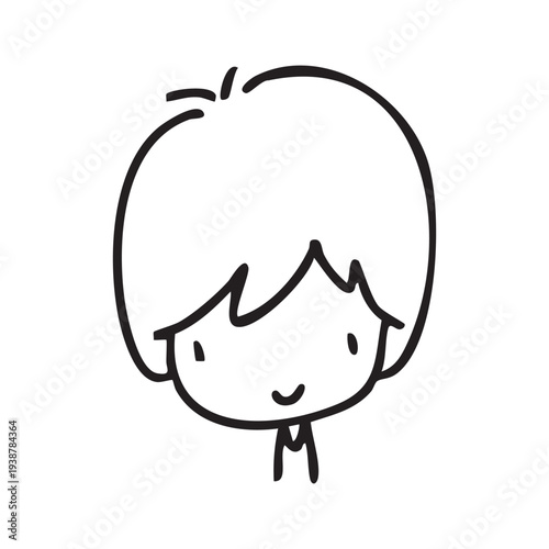 Cartoon children face and avatar in black and white doodle style. cute children's face icons in line art style, featuring diverse expressions and hairstyles
