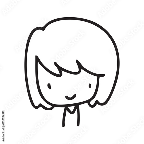 Cartoon children face and avatar in black and white doodle style. cute children's face icons in line art style, featuring diverse expressions and hairstyles