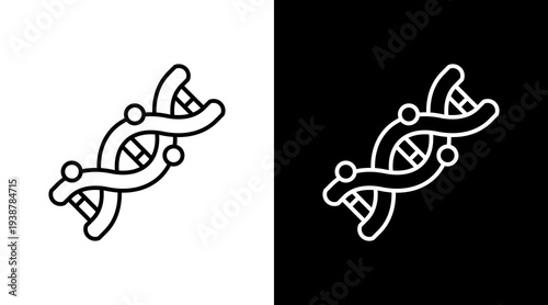 Dna Helix Outline White Icon Set Design