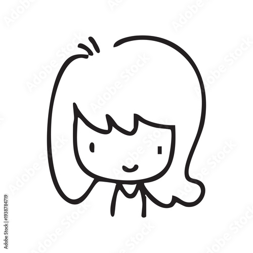 Cartoon children face and avatar in black and white doodle style. cute children's face icons in line art style, featuring diverse expressions and hairstyles