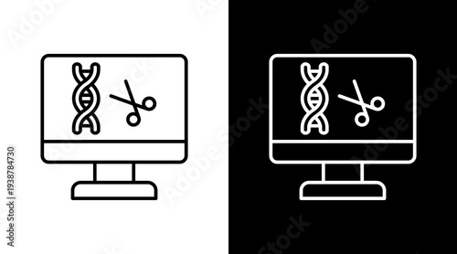Crispr Technology Outline White Icon Set Design
