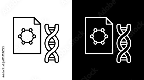 Genome Mapping Outline White Icon Set Design