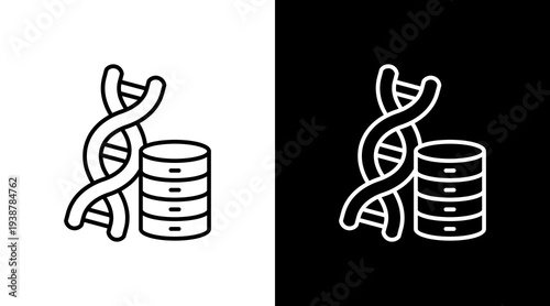 Genome Database Outline White Icon Set Design