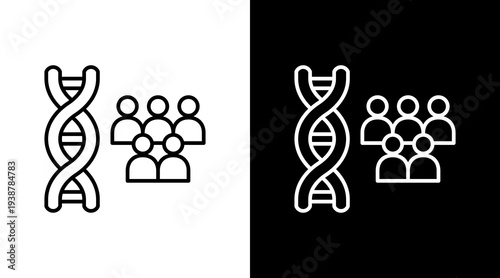 Population Genomics Outline White Icon Set Design
