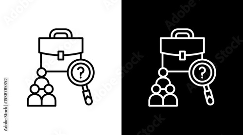 Job Seeker Outline White Icon Set Design